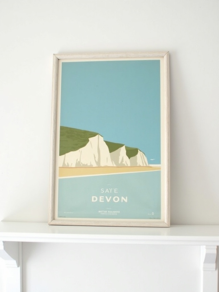 Restored 1960s British Railways travel poster of the Devon coastline